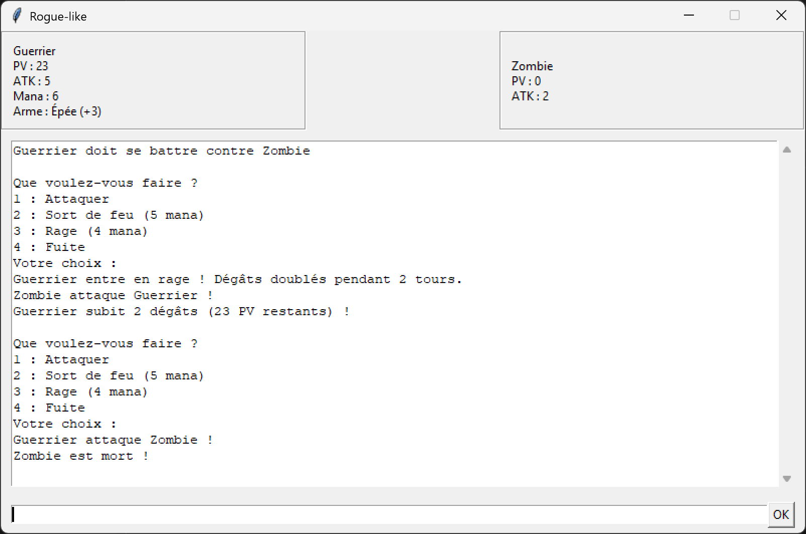 interface armes et sort
